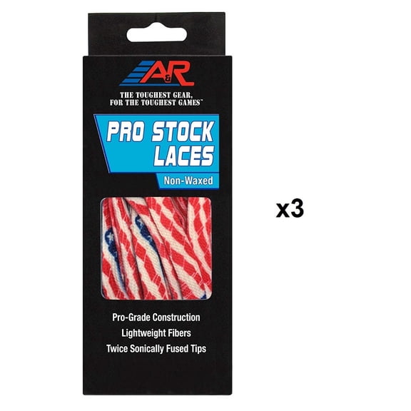 A&R 3 Pair Pack Pro Stock WAXLESS Fused-Tip Hockey Skate Laces, 72"-120"