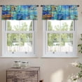 thumbnail image 2 of LALILO Kitchen Curtain Valance Oil With Graffiti Art Blue Rod Pocket Window Curtain 52"x 18" Set of 2, 2 of 5