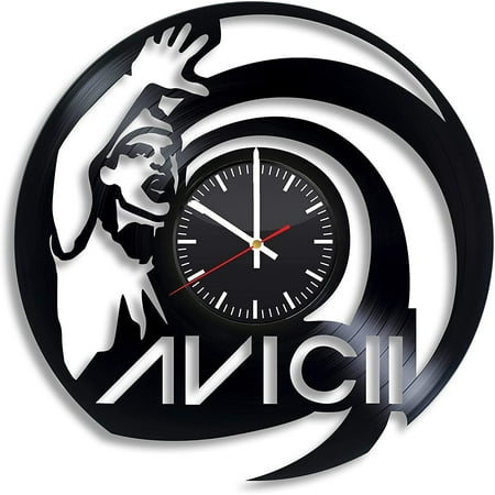 YanGxx Avicii DJ Tim Bergling Music Vinyl Wall Clock, Vinyl Record Handmade Art Decor for Home Room Kitchen, Vintage Original Gift for Any Occasion, Party Supplies Decoration