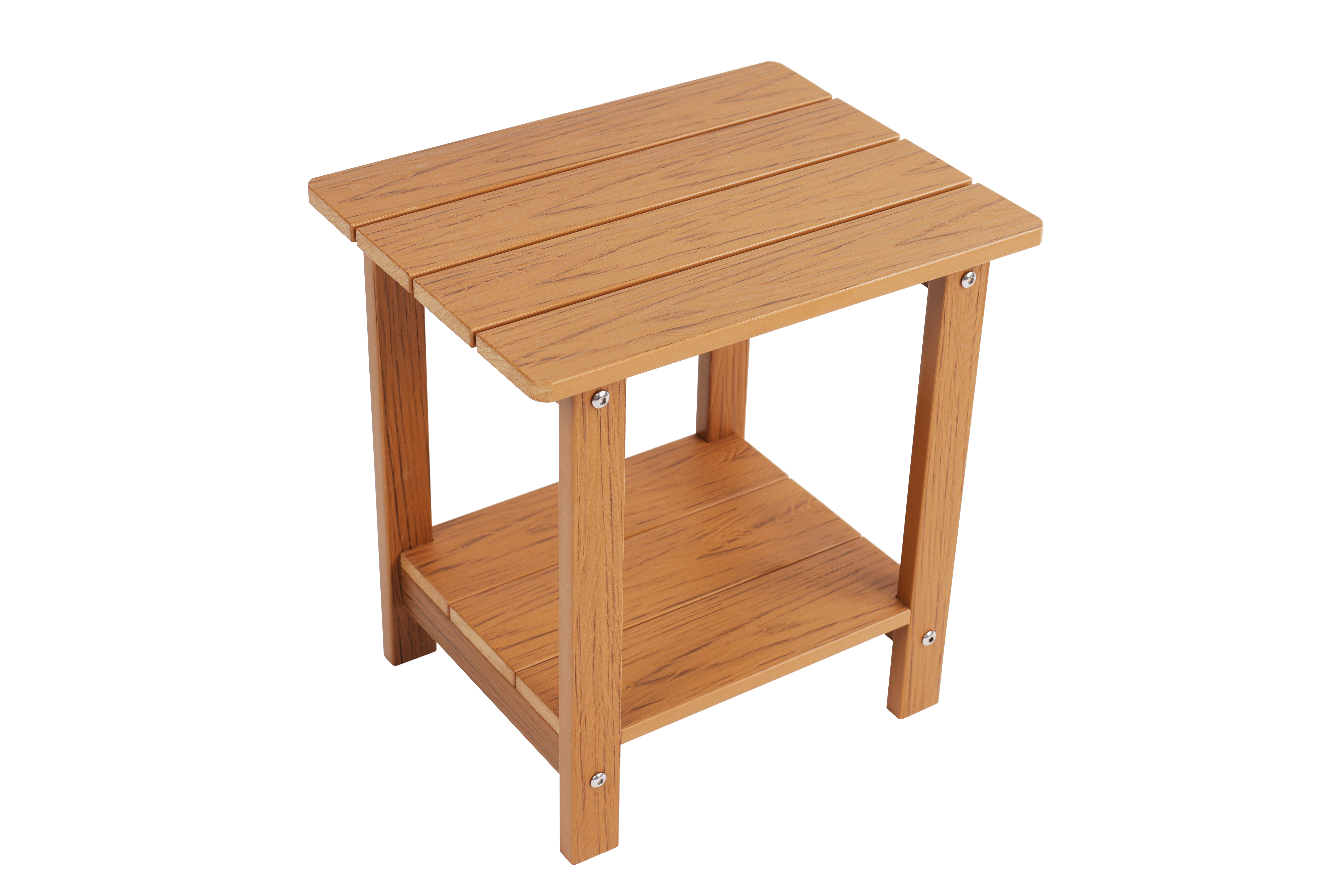 Stylish 2‑Tier Outdoor Side Table, Weather‑Resistant HIPS Patio End Table for Yard Snacks & Afternoon Relaxation, Matching Adirondack Chairs