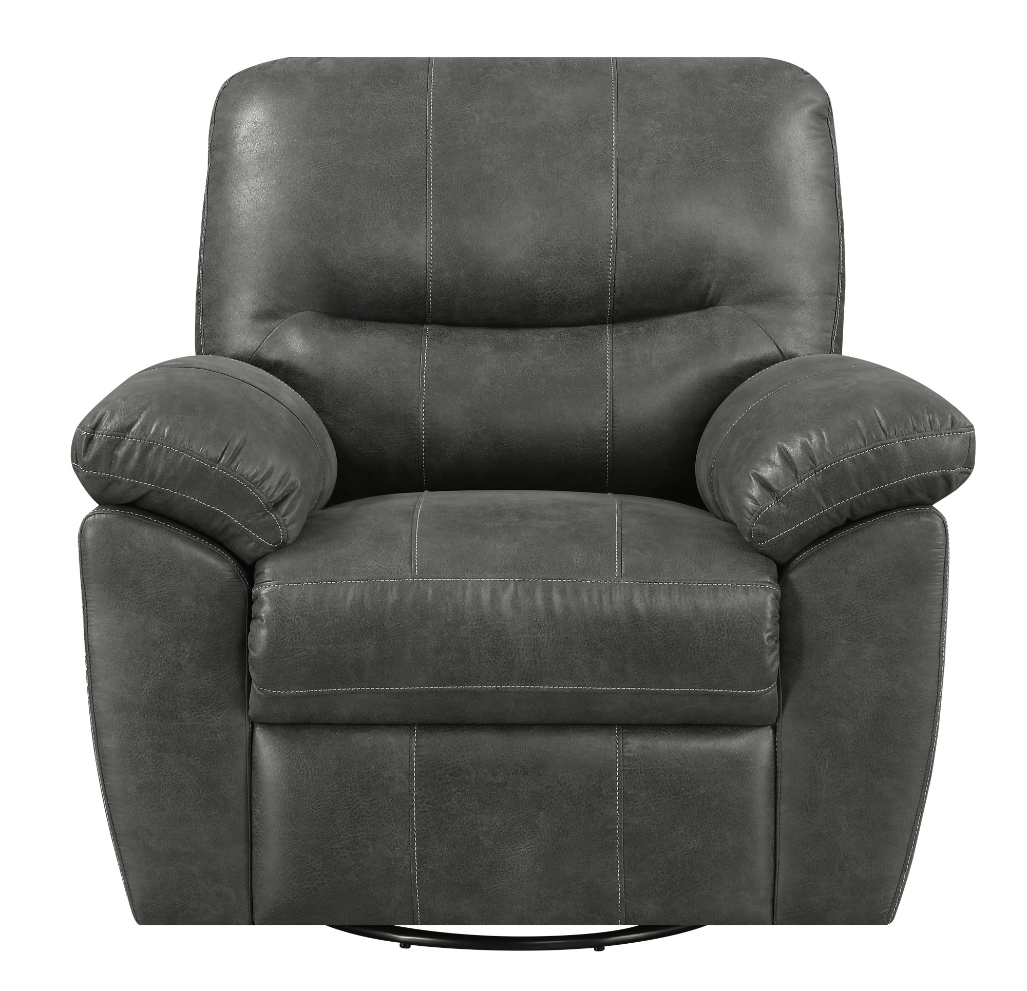 Emerald Home Nelson Charcoal Gray Recliner with Faux Leather, Pillow