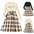 thumbnail image 3 of Gpaecead Girls Dress Round Neck Ribbed Knit Tops Plaid Long Skirt Fall Winter Clothes Khaki, 3 of 3