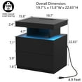 thumbnail image 2 of Hommpa Modern LED Nightstand with Charging Station USB Type C 2 Drawer Bedside Table High Gloss Black Smart Nightstands End Side Table for Bedroom, 2 of 9