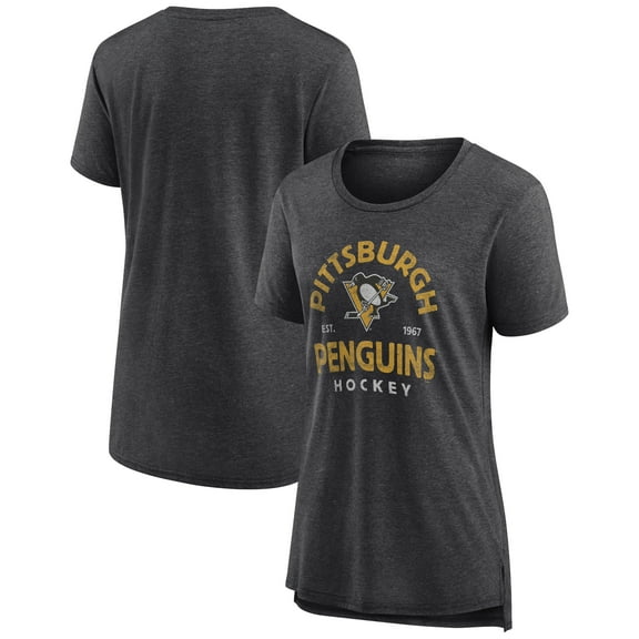 Women's Gray Pittsburgh Penguins Vintage Arch Tri-Blend T-Shirt