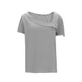 thumbnail image 6 of Htigea Summer Short Sleeve T Shirt for Women Asymmetrical V-Neck Tunic Tops Summer Basic Pullover Tees Dark Gray XL, 6 of 7