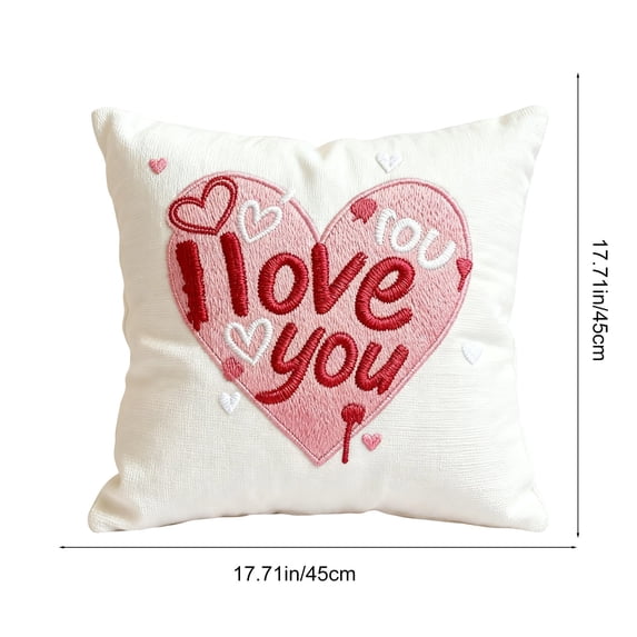 dajkiuy Valentine's Day Throw Pillow Covers, 18 x 18 Inch Red Hearts I Love You Valentines Day Pillow Covers Decorative Cushion Case for Home Sofa Couch Decor