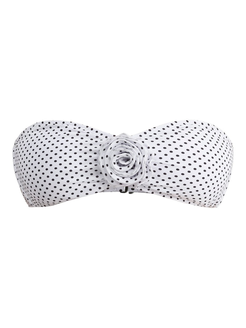 No Boundaries Rosette Polka Dot Bandeau Swim Bikini Top for Women