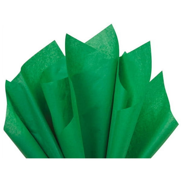 Pack Of 480, Solid Festive Green Tissue Paper 20 X 30" Sheet Half Ream Made From Post Industrial Recycled Fibers Made In USA