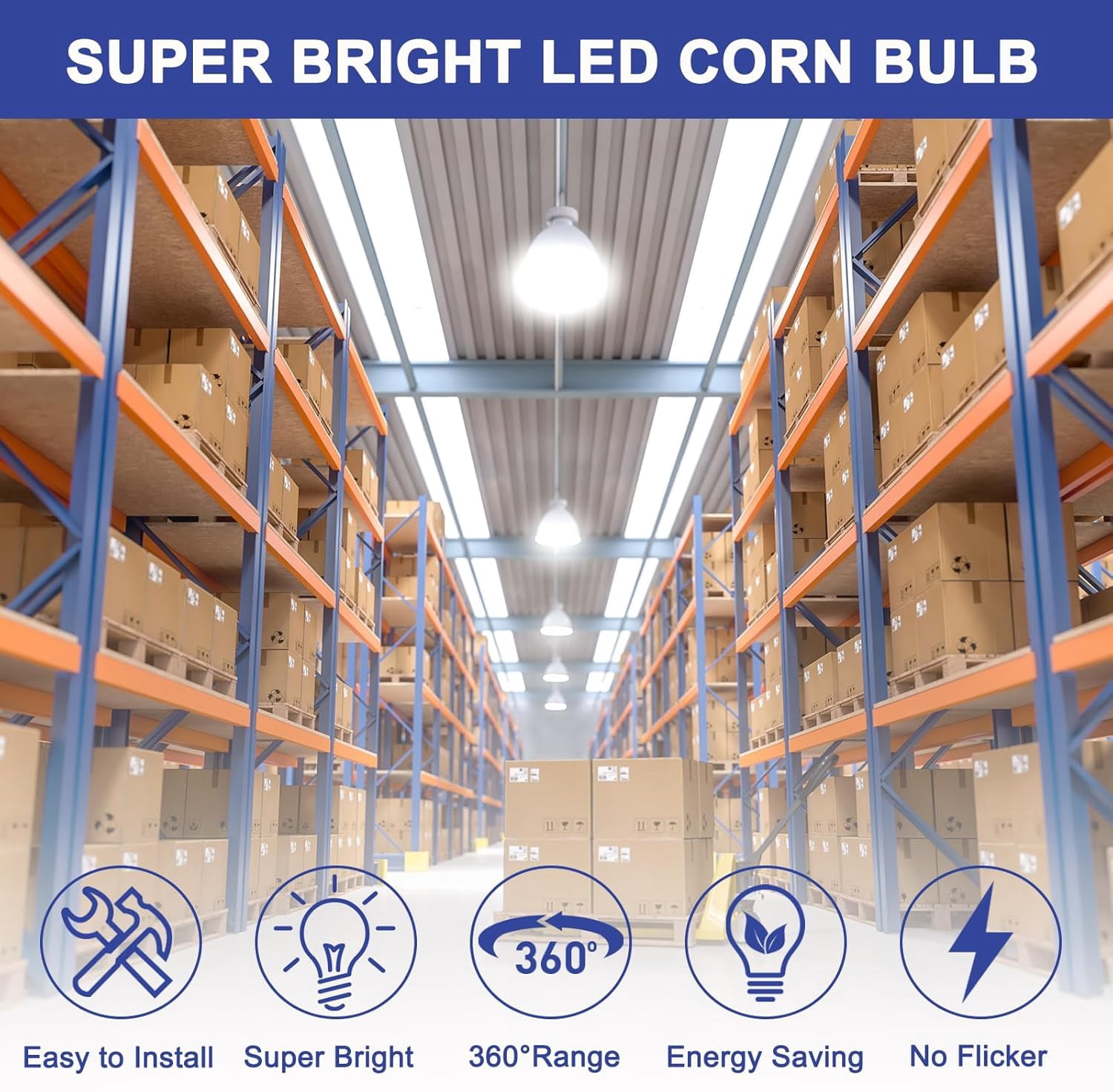 4Pack 100W LED Corn Bulbs,12000 Lumen,6000K Daylight White,E26/E39 Base LED Corn Light Bulb,AC85-265V,LED Replacement Metal Halide HID CFL for Commercial Industrial Lighting Warehouse Garage Workshop