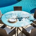 thumbnail image 6 of Blue Maps Round Tablecloth, Fitted Table Cover with Elastic for 45"-54" Round Tables, Abstract World Map Ocean Modern Table Cloth Outdoor Indoor Dinning Party Waterproof Tablecloths, 6 of 7