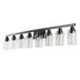 thumbnail image 2 of LuxDecor 8-Light Bathroom Vanity Light with Crystal Shades, Blak Finish LED Wall Light (Bulbs Excluded), 2 of 6