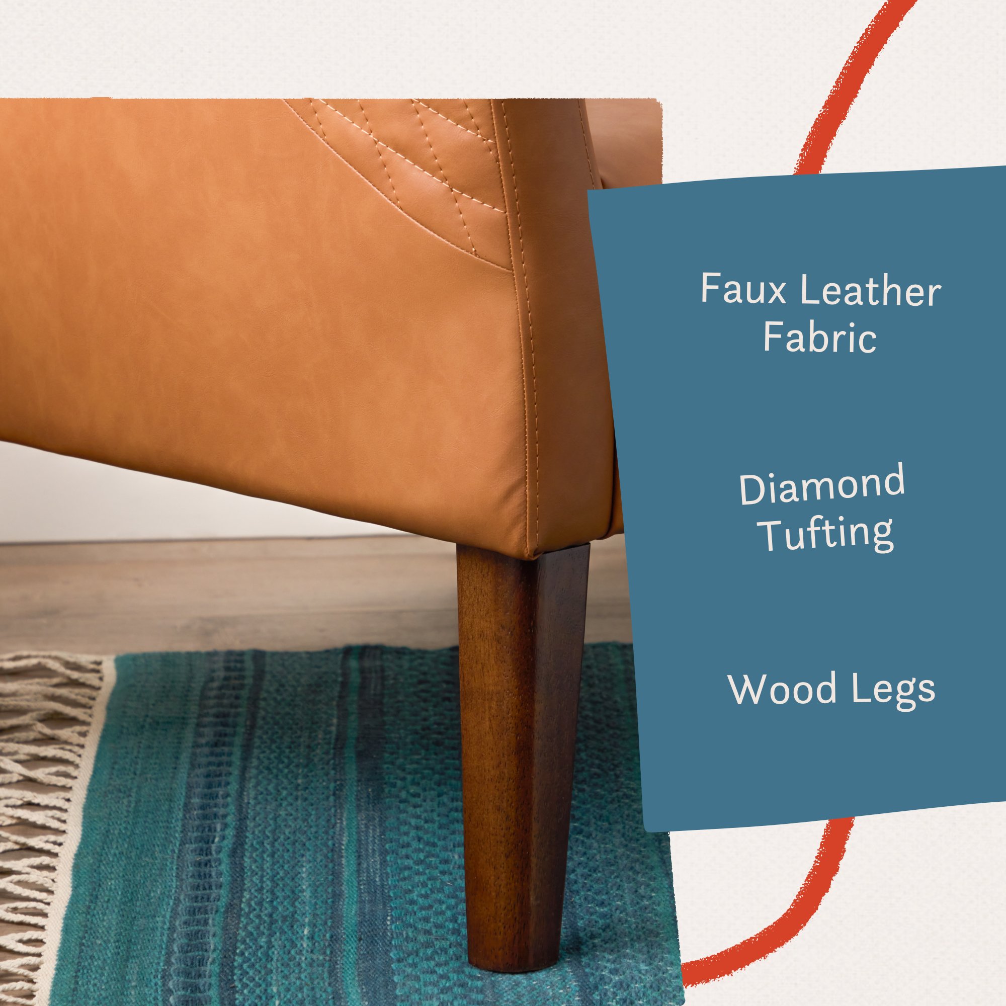 Mayview Upholstered Club Chair, Camel Faux Leather