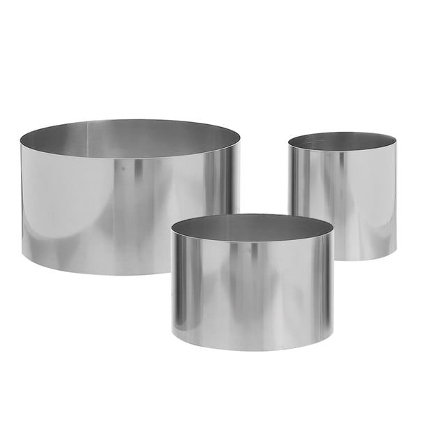 Molde de 3 anillos de mousse de acero inoxidable para hornear, herramienta redonda para decorar pasteles, ideal para repostería y galletas