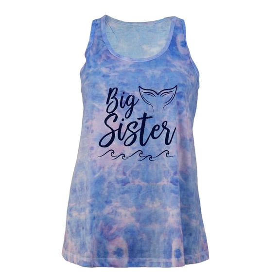 Big Sister Mermaid Tail Ocean Juniors Tie Dye Tank Top Multi X-LG