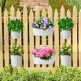 thumbnail image 2 of 6Pack Railing Planter with Drainage- 10.6" & 5.1" Bucket Pots for Balcony Railing- Metal Iron Hanging Flower Pots for Herb Planter Outdoor Deck & Rail Decor with Hook, White, 2 of 6