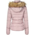thumbnail image 2 of BodiLover, Women's, Winter Quilted Puffer Short Coat Jacket Plus Sizewith Removable Faux Fur Hood and Zipper, Lilac, 3X, 2 of 5
