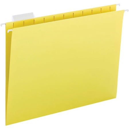 Business Source 1/5 Tab Cut Letter Recycled Hanging Folder – 8 1/2 x 11 – Yellow – 10% Recycled – 25 / Box | Bundle of 10 Boxes