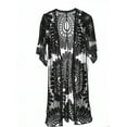 thumbnail image 6 of Maqroz Lace Cover Up Women Long Cardigan Open Front Beach Kimono Sheer Mesh Swimsuit Coverup Half Sleeve Summer Vacation Maxi Dress, 6 of 7