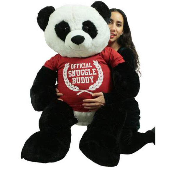 Giant Stuffed Panda 48 Inch Soft 4 Foot Teddy Bear, Wears Tshirt Official Snuggle Buddy