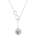 thumbnail image 1 of Delight Jewelry Silvertone Large Script Letter - V - 3/4'' Disc - Silver tone Elegant Infinity Lariat Necklace, 1 of 4