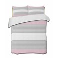 thumbnail image 2 of Pink Striped Twin Size Down Alternative Comforter, Lightweight Comforter Quilt Bedding Set with Pillow Shams Multicolor Grey White Horizontal Stripes All Seasons Bed Comforter Duvet Insert 68"x86", 2 of 7