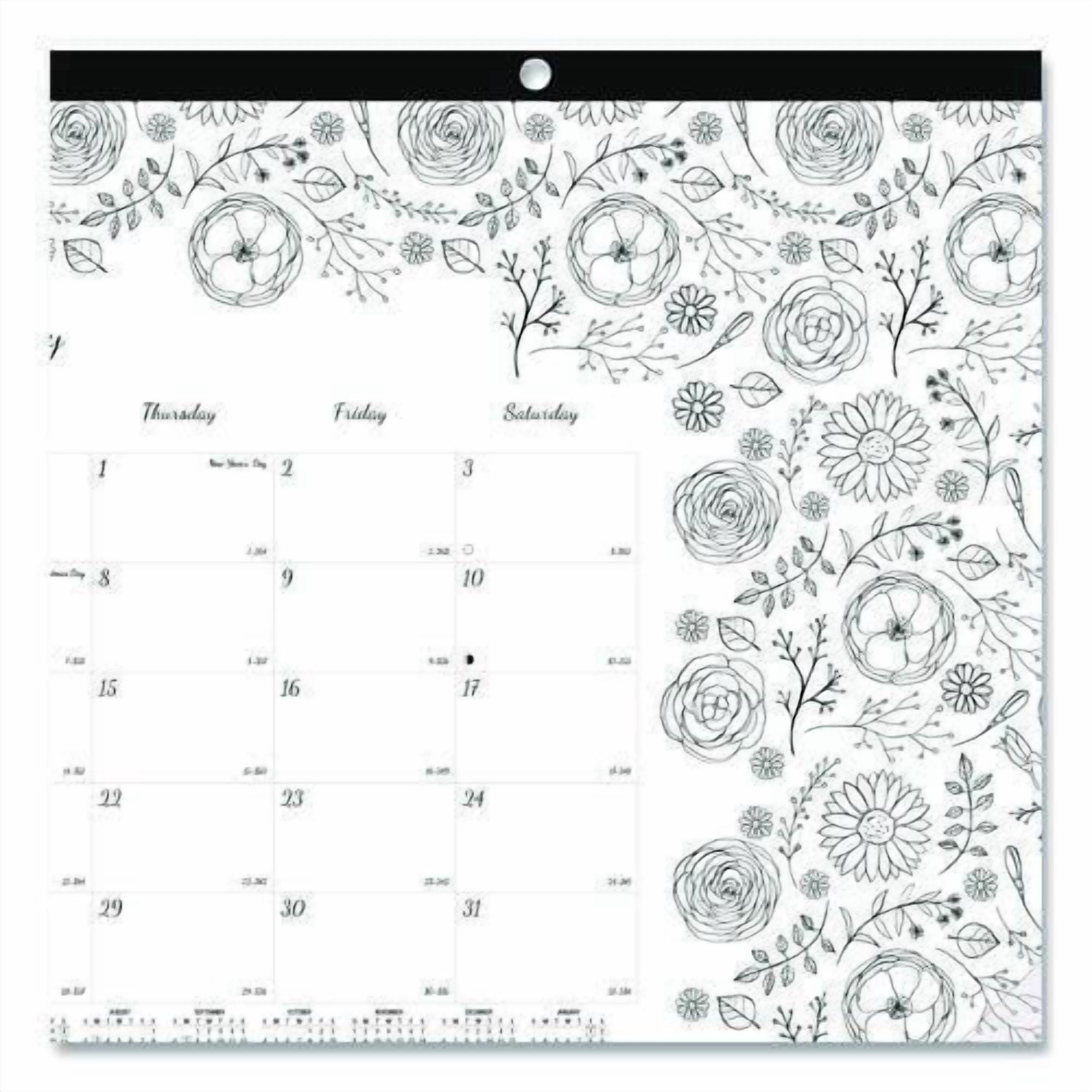 Monthly Desk Pad Calendar, Monthly Coloring Artwork, 17.75 x 10.88, Black Binding, Clear Corners, 12-Month (Jan to Dec): 2026 | Bundle of 10