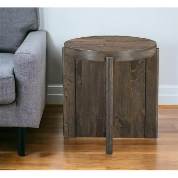HomeRoots 565310 24 in. Brown Solid Wood Round Cross Leg End Table