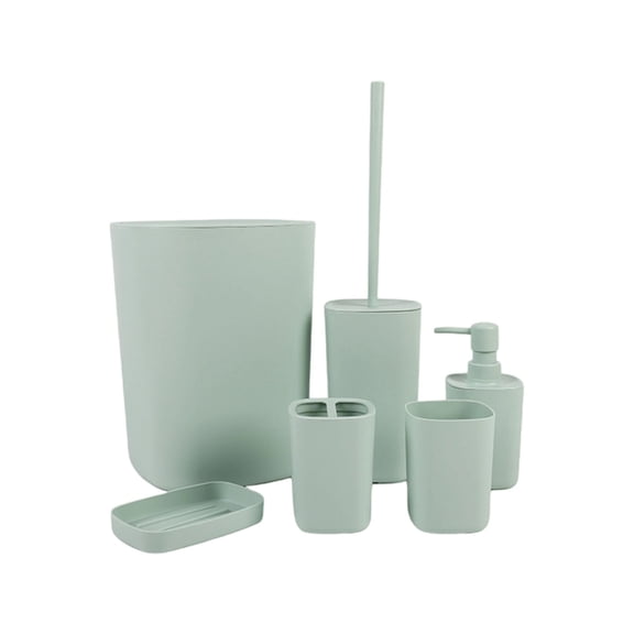 Waterproof 6pc Bathroom Storage Set Includes Toothbrush Rack Waste Basket For Family Bathroom Decoration