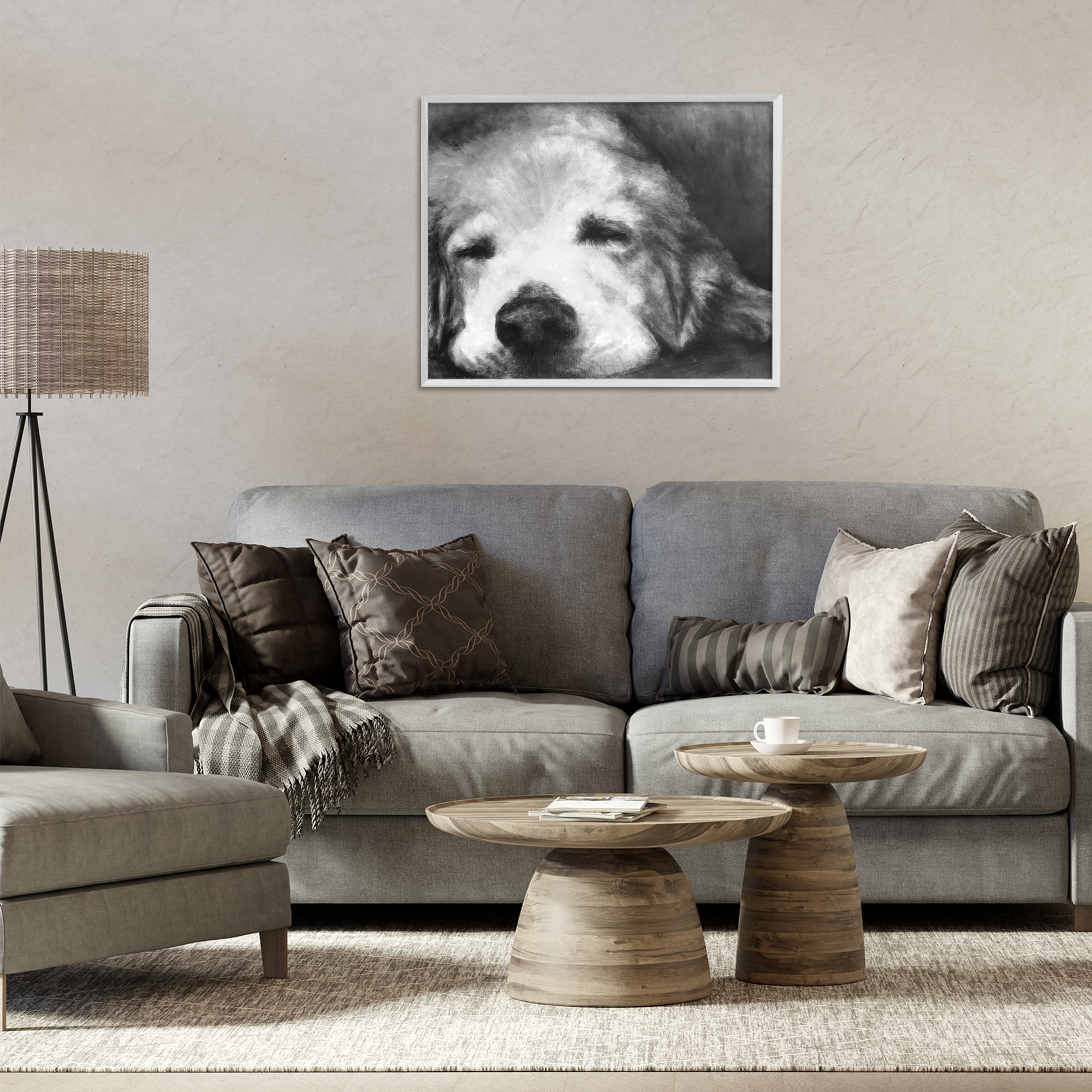 Stupell Industries Monochrome Dog Day Afternoon White Framed Giclee Art, design by Walt Johnson