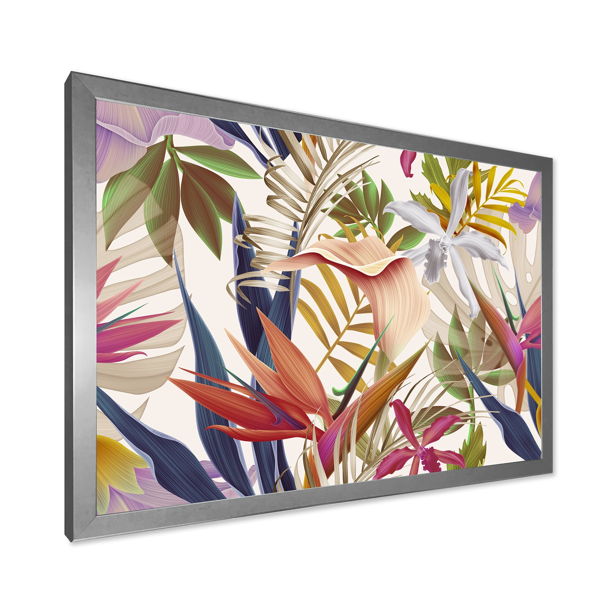 Designart 'VIntage Tropical Flowers VIII' Tropical Framed Art Print