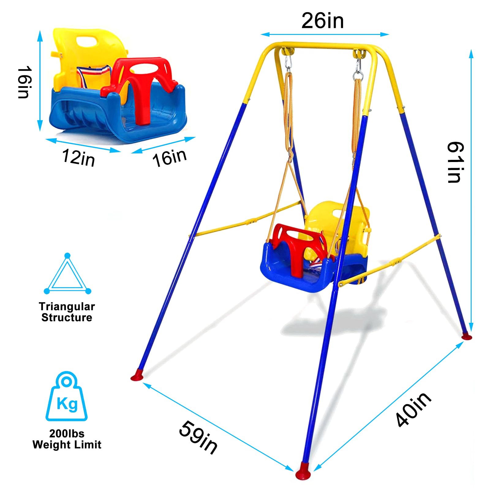 G TALECO GEAR 3-in-1 Toddler Swing Set Metal Blue photo 5