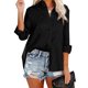 thumbnail image 5 of Blusa Con Cierre De Botón, Cuello Vuelto, Satén, Jacquard, Manga Larga, Informal, Para Mujer, Para Fiestas ANGGREK Otros, 5 of 6
