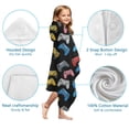 thumbnail image 7 of Multicolor Controllers Games Icons Black Pattern Hooded Bath Towel，60"x35" for Ages 3 To 12 Kids, Quick Dry Lightweight Soft Microfiber Hood Beach Towel Cover Up for Kids, 7 of 7