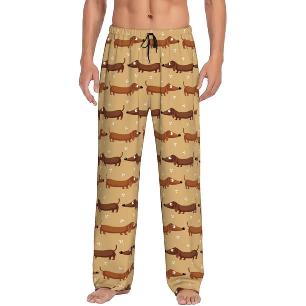 Fotbe Dachshund Dog Puppy Pantalones de Pijama para Hombre, Pantalones de Dormir, Pantalones de Casa con Cintura Ajustable y Bolsillos-XX-Large