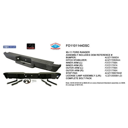 REAR STEP BUMPER ASSEMBLY; BLACK/PAINT TO MATCH WITH GRAY TOP PAD; FOR