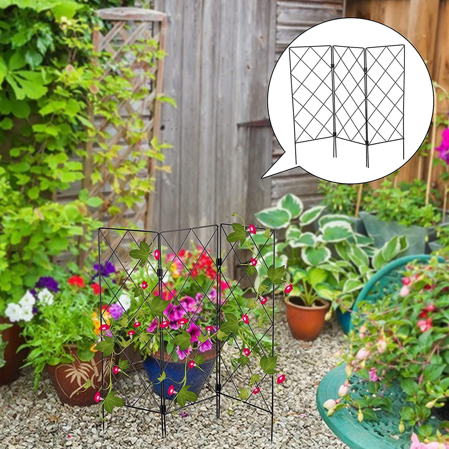 Namzi Garden Trellis for Climbing Plants, Iron Lattice Fence Plant Support Frame for Cucumber,Clematis,Rose Vines,Ivy