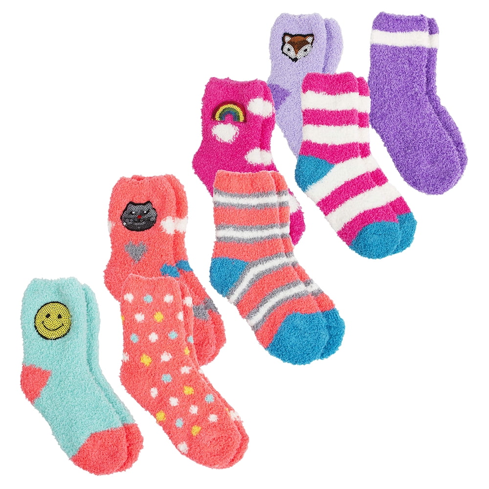Girls' Fuzzy Crew Socks