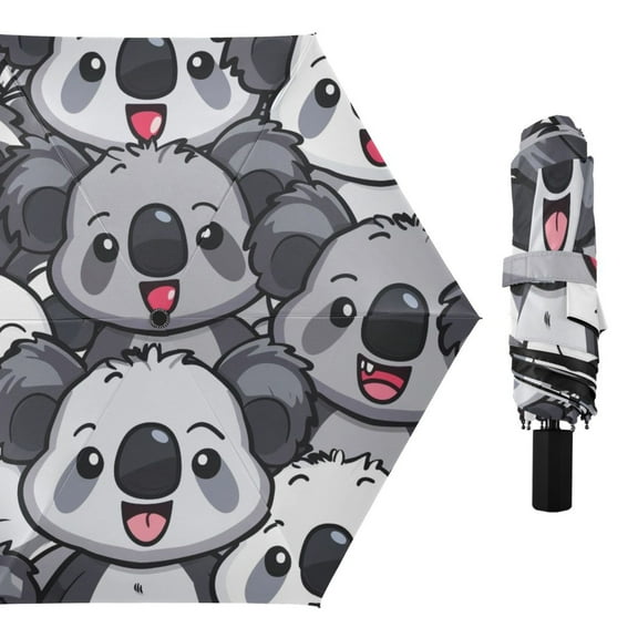 Cute Koalas Compact Sun Umbrella Windproof Travel Umbrellas for Rain Strong Portable UV Protection
