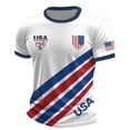 thumbnail image 3 of Soccer Cup 2026 Jersey for Men, Crew Neck Short Sleeve USA Shield & Diagonal Stripes Graphic Tee - Breathable Polyester Athletic Top for Match Day & Gym White L, 3 of 5