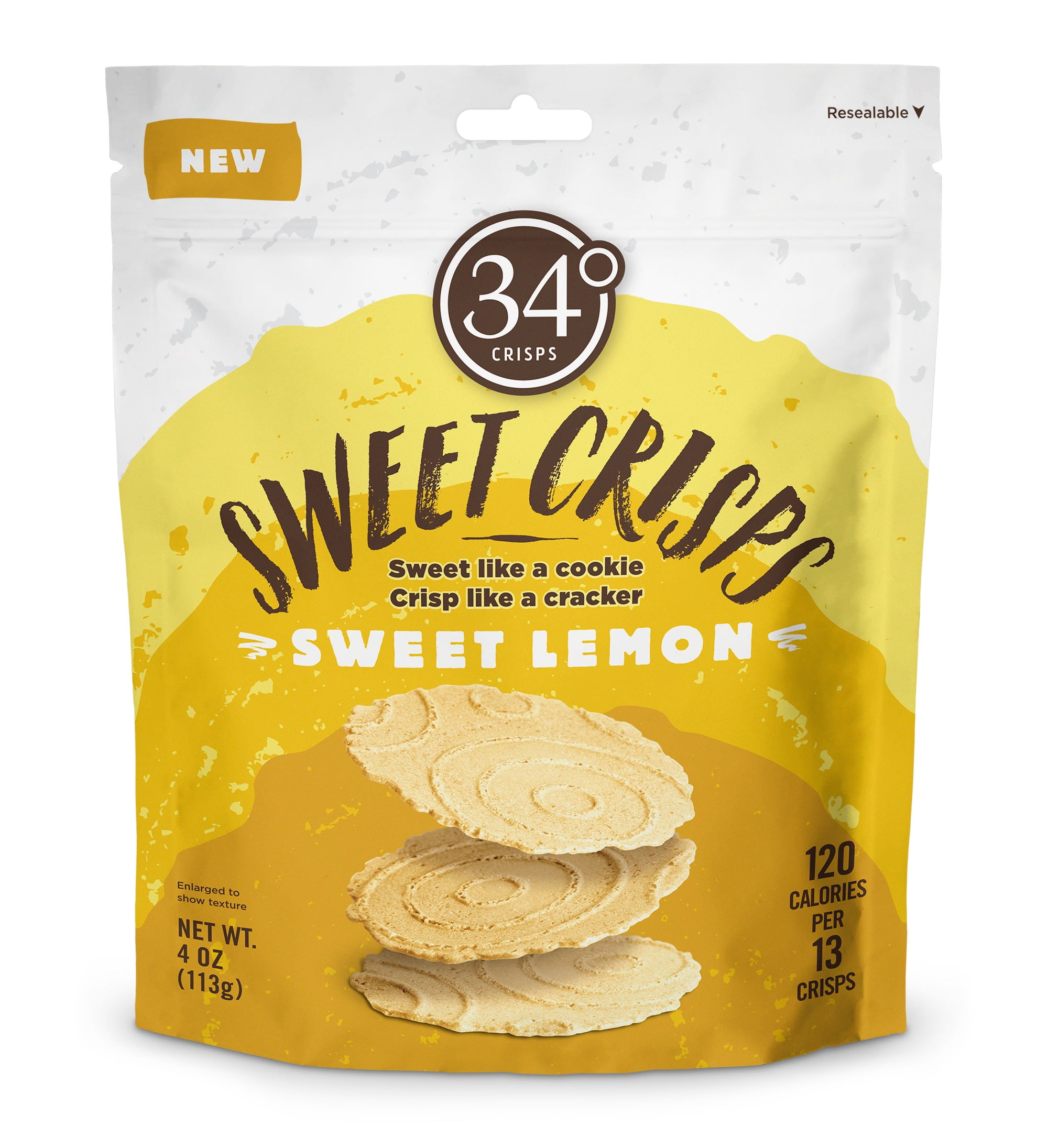 34 Degrees Crackers, Sweet Lemon Crisps, 4 oz