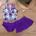 thumbnail image 4 of JanJean Kids Girls 3 Piece Swimsuit Quick Dry Tankini Set Bathing Suit Summer Beach Swimwear Purple 8-10, 4 of 7