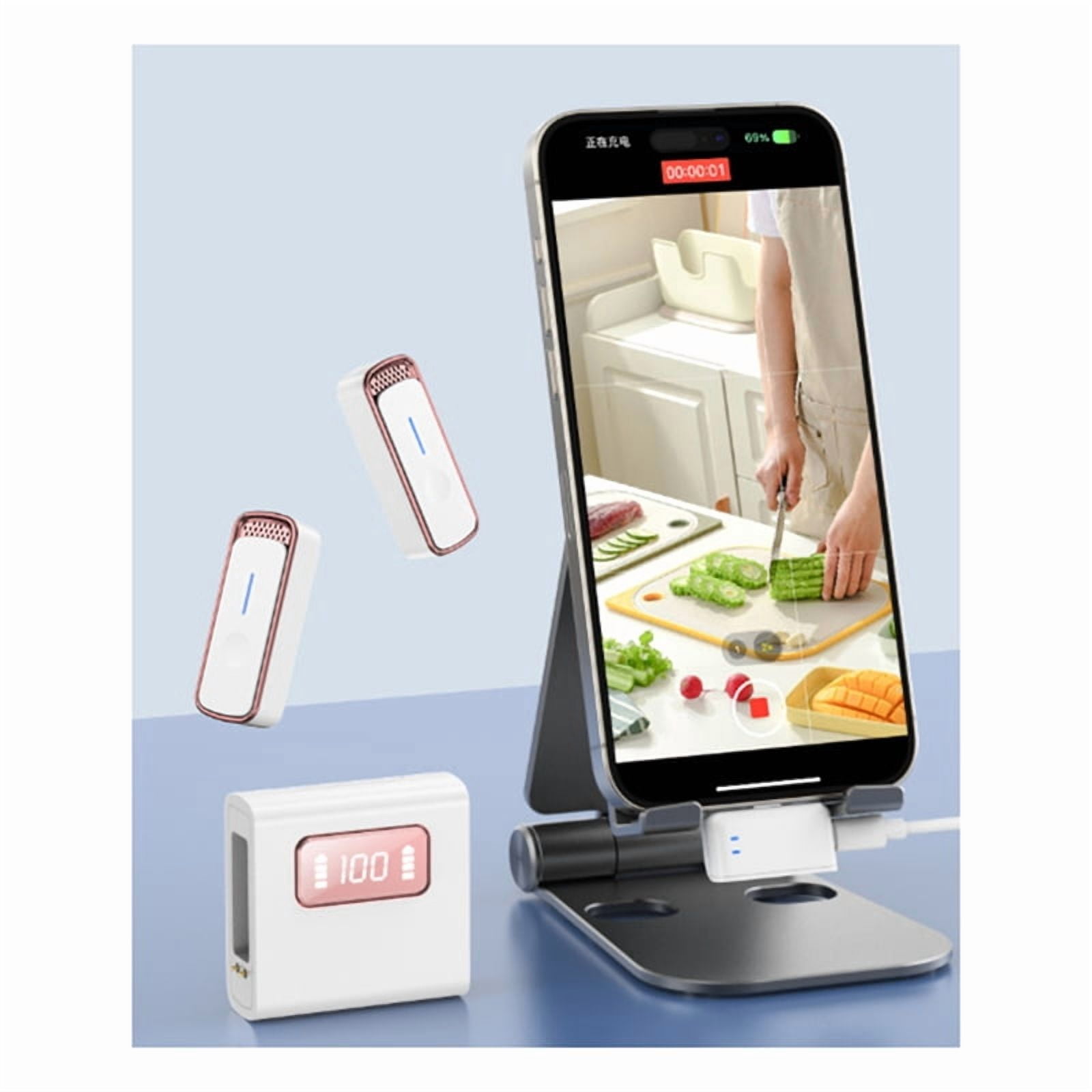Wireless Microphone Gaming Live Broadcast Mic Noise Cancellation Portable Audio Video Recording for Android Camera PC