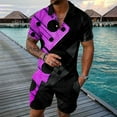 thumbnail image 2 of Vedolay Two Piece Short Outfits Mens Polo Shirts and Shorts Set Tracksuit Fashion Casual Summer 2 Piece Outfits for Men,Purple S, 2 of 3