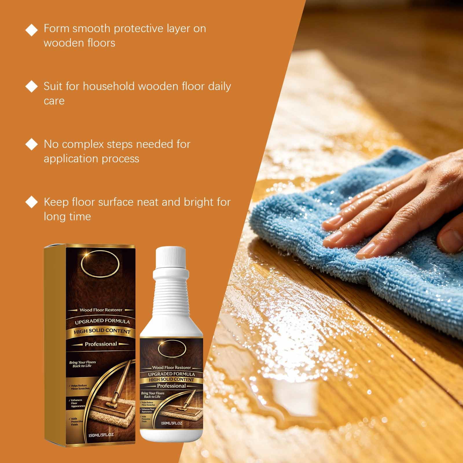 All-In-One Floor Scratch Repair Liquid, Wood Floor Restorer, Floorvive Floor Restorer, Wood Floor Polish, Revives Faded Floor Luster, Conceals and Fills All Small Micro Scratches,