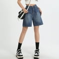 thumbnail image 4 of EMMIOL Women's Denim Shorts Baggy Jean Shorts with Mid Waist Y2K Streetwear Summer Long Shorts, 4 of 7