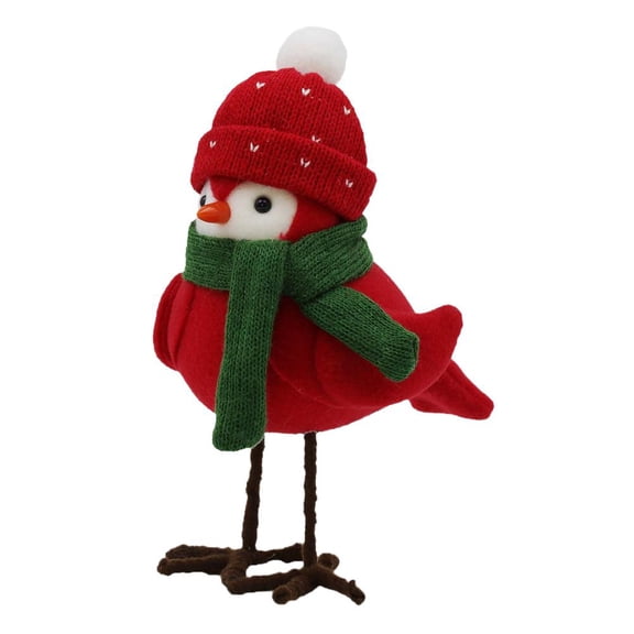 NOVELAR Set of 3 Simulated Cardinal Birds with Earmuffs, Lightweight Polyester Construction for Stable Display on Tiered Trays or Tables