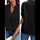 thumbnail image 2 of Blusa de para Mujer, Cuello en V, Estilo Túnica Elegante. Negro L, 2 of 5