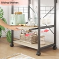 thumbnail image 4 of Bestier Kitchen Bakers Rack with Storage, Microwave Stand Cart on Wheels, Coffee Bar with 10 S-Hooks, for Spices, Pots and Pan, Oak, 4 of 11