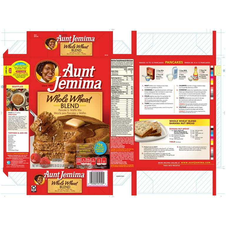 Aunt Jemima Whole Wheat Blend Pancake Waffle Mix 35 oz Box
