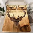 thumbnail image 2 of jejeloiu Jungle Wildlife Deer Queen Sheet Sets,Brown Moose Bed Set For Kids 4pcs, 2 of 7